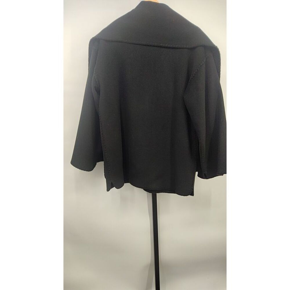 Quince Women Double-Faced Merino Wool Scarf Coat Black M - Picture 2 of 2